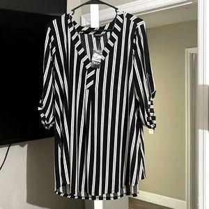 Torrid size 2 black and white striped blouse